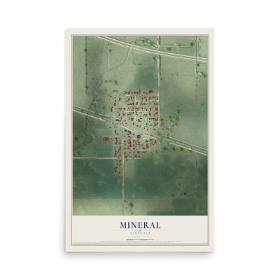 Map of Mineral, Illinois, 12 x 18 inch unframed archival matte print