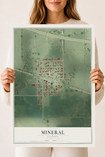 Map of Mineral, Illinois, 18 x 24 inch unframed archival matte print