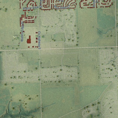 Second close-up of the map of Minooka, Illinois print showing more streets and buildings