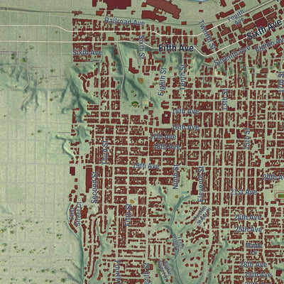Second close-up of the map of Moline, Illinois print showing more streets and buildings