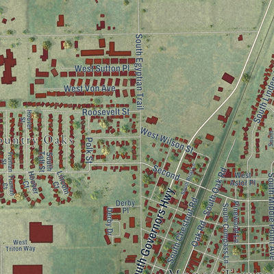 Close-up of the map of Monee, Illinois print showing street and building detail