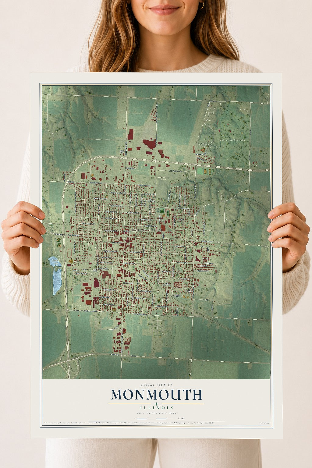 Map of Monmouth, Illinois, 18 x 24 inch unframed archival matte print