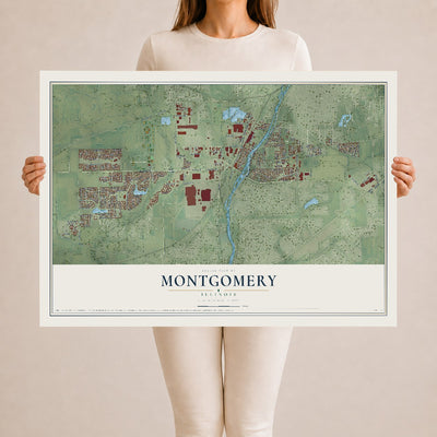 Map of Montgomery, Illinois, 24 x 36 inch unframed archival matte print