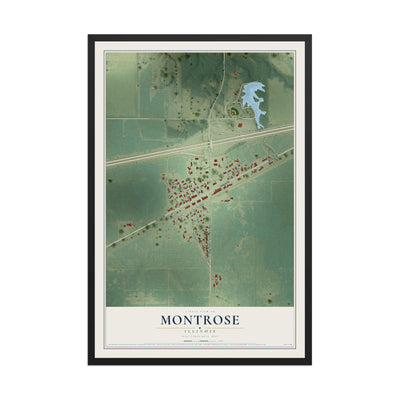 Map of Montrose, Illinois, 12 x 18 inch print in a black wood frame