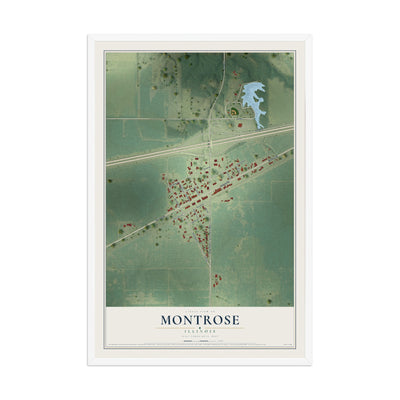 Map of Montrose, Illinois, 12 x 18 inch print in a white wood frame