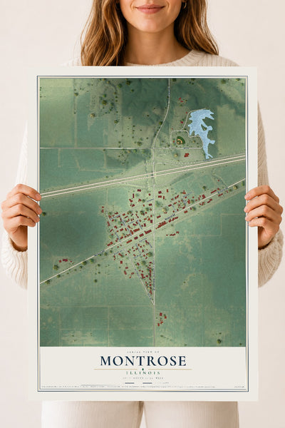 Map of Montrose, Illinois, 18 x 24 inch unframed archival matte print