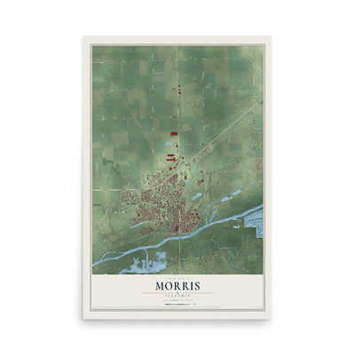 Map of Morris, Illinois, 12 x 18 inch unframed archival matte print