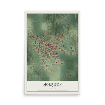 Map of Morrison, Illinois, 12 x 18 inch unframed archival matte print