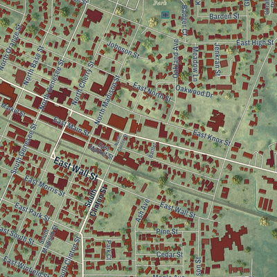 Close-up of the map of Morrison, Illinois print showing street and building detail
