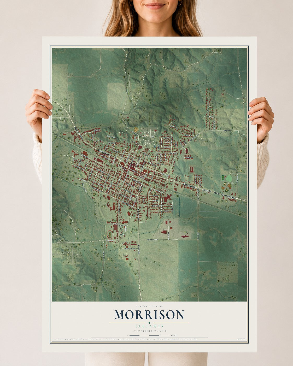 Map of Morrison, Illinois, 24 x 36 inch unframed archival matte print