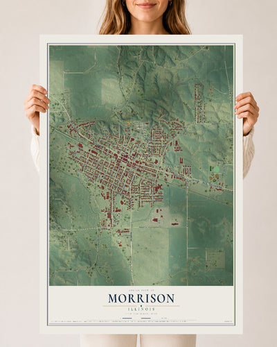 Map of Morrison, Illinois, 24 x 36 inch unframed archival matte print