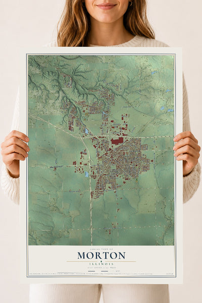 Map of Morton, Illinois, 18 x 24 inch unframed archival matte print