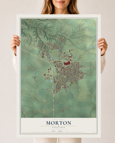 Map of Morton, Illinois, 24 x 36 inch unframed archival matte print
