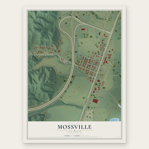 Mossville, Illinois map print, the full design