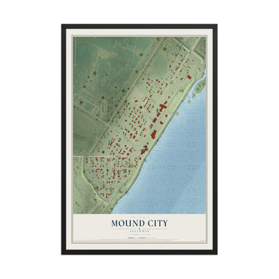 Map of Mound City, Illinois, 12 x 18 inch print in a black wood frame