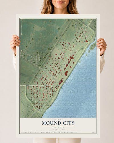 Map of Mound City, Illinois, 24 x 36 inch unframed archival matte print