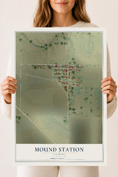 Map of Mound Station, Illinois, 18 x 24 inch unframed archival matte print