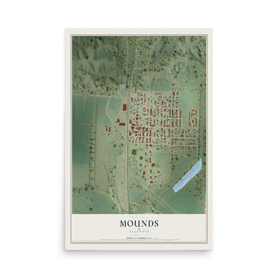 Map of Mounds, Illinois, 12 x 18 inch unframed archival matte print