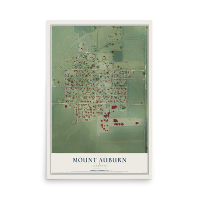 Map of Mount Auburn, Illinois, 12 x 18 inch unframed archival matte print