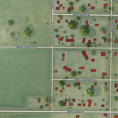 Second close-up of the map of Mount Auburn, Illinois print showing more streets and buildings