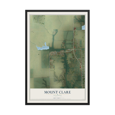 Map of Mount Clare, Illinois, 12 x 18 inch print in a black wood frame