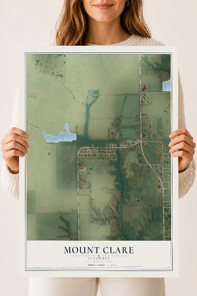 Map of Mount Clare, Illinois, 18 x 24 inch unframed archival matte print