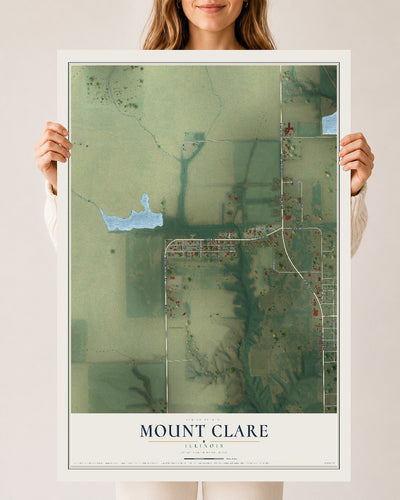 Map of Mount Clare, Illinois, 24 x 36 inch unframed archival matte print