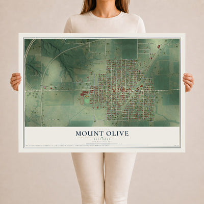 Map of Mount Olive, Illinois, 24 x 36 inch unframed archival matte print