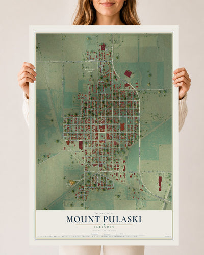 Map of Mount Pulaski, Illinois, 24 x 36 inch unframed archival matte print