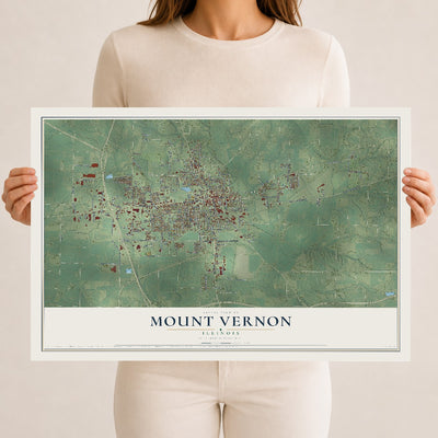 Map of Mount Vernon, Illinois, 12 x 18 inch unframed archival matte print