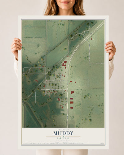 Map of Muddy, Illinois, 24 x 36 inch unframed archival matte print
