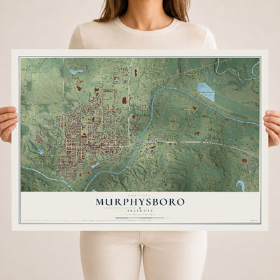 Map of Murphysboro, Illinois, 18 x 24 inch unframed archival matte print