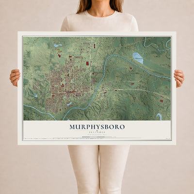 Map of Murphysboro, Illinois, 24 x 36 inch unframed archival matte print