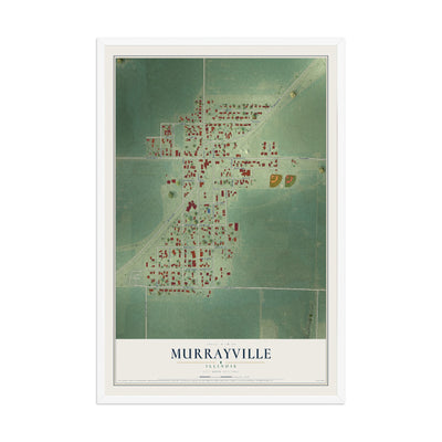 Map of Murrayville, Illinois, 12 x 18 inch print in a white wood frame