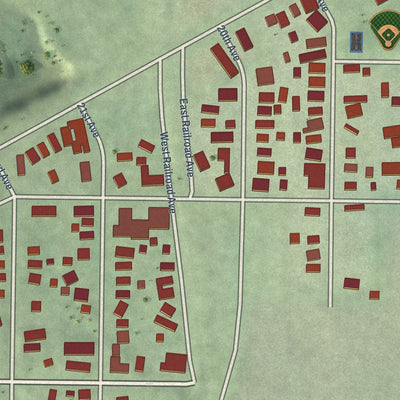 Close-up of the map of Naplate, Illinois print showing street and building detail
