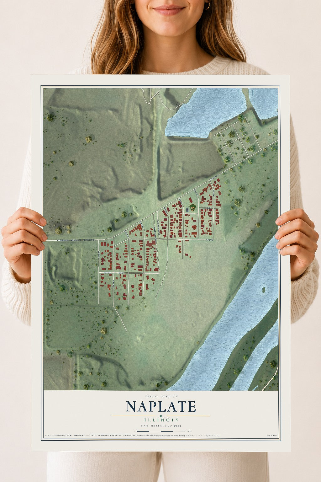Map of Naplate, Illinois, 18 x 24 inch unframed archival matte print