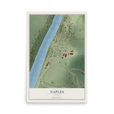 Map of Naples, Illinois, 12 x 18 inch unframed archival matte print