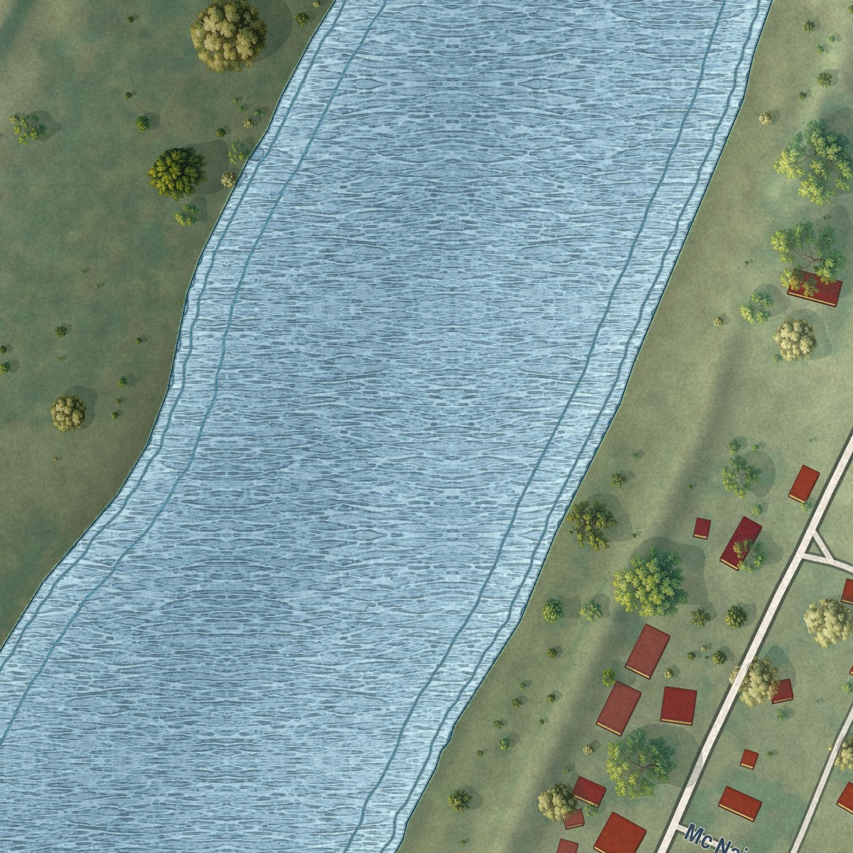Second close-up of the map of Naples, Illinois print showing more streets and buildings