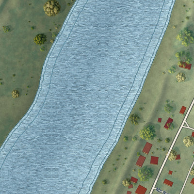 Second close-up of the map of Naples, Illinois print showing more streets and buildings