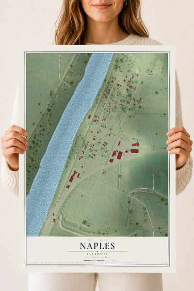 Map of Naples, Illinois, 18 x 24 inch unframed archival matte print
