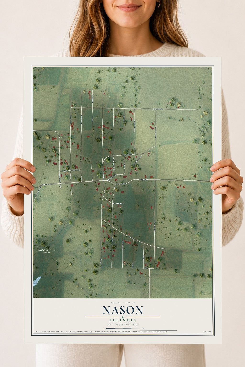Map of Nason, Illinois, 18 x 24 inch unframed archival matte print