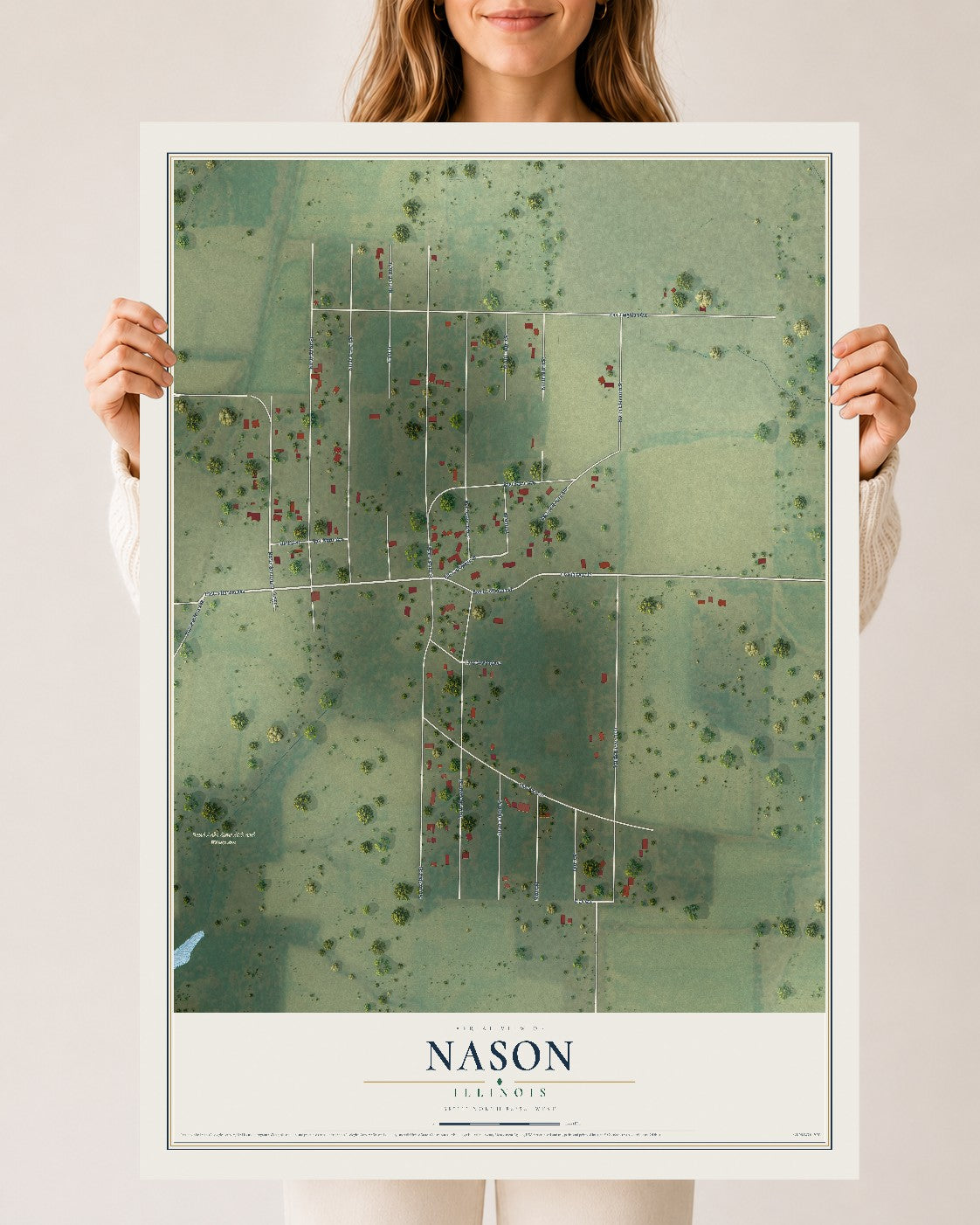 Map of Nason, Illinois, 24 x 36 inch unframed archival matte print