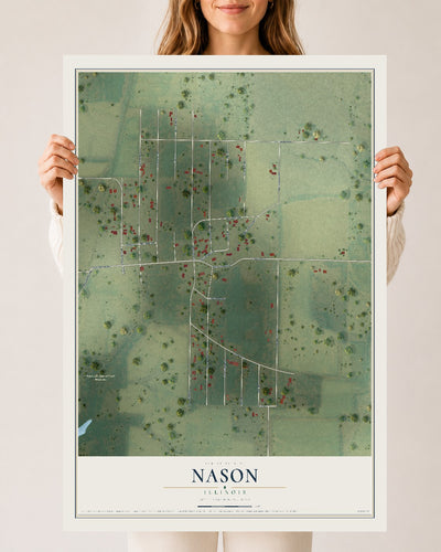 Map of Nason, Illinois, 24 x 36 inch unframed archival matte print