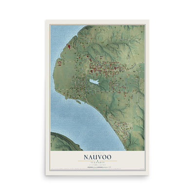 Map of Nauvoo, Illinois, 12 x 18 inch unframed archival matte print