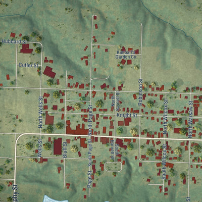 Close-up of the map of Nauvoo, Illinois print showing street and building detail