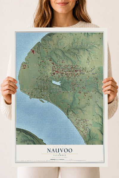 Map of Nauvoo, Illinois, 18 x 24 inch unframed archival matte print