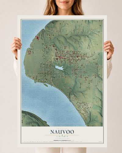 Map of Nauvoo, Illinois, 24 x 36 inch unframed archival matte print