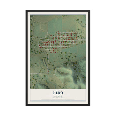 Map of Nebo, Illinois, 12 x 18 inch print in a black wood frame