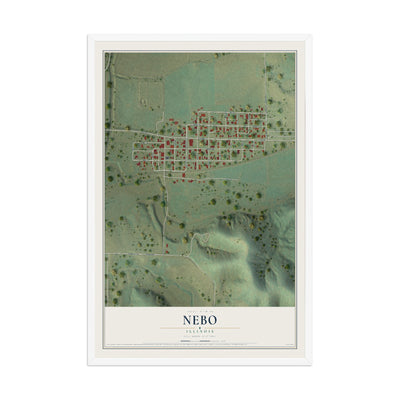Map of Nebo, Illinois, 12 x 18 inch print in a white wood frame
