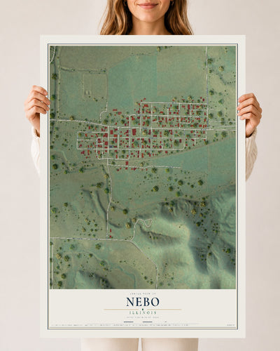 Map of Nebo, Illinois, 24 x 36 inch unframed archival matte print